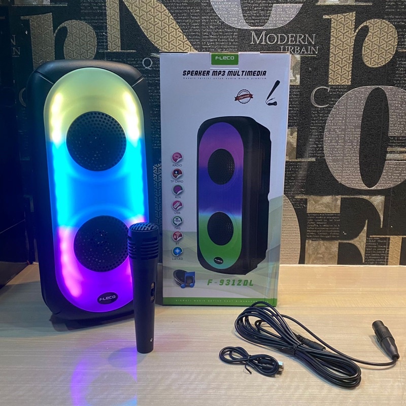 SPEAKER BLUETOOTH LED FLECO FREE MIC KARAOKE F9311DL/F9312DL/F9312DL SUBWOOFER 8INCH WIRELESS MULTIMEDIA PRODUK TERPOPULER SEN