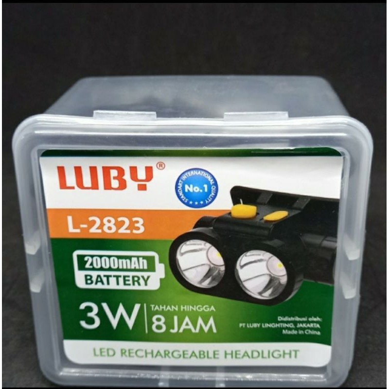 HEADLAMP LUBY CAS ULANG L2823 SENTER KEPALA DAUBLE 3WATT
