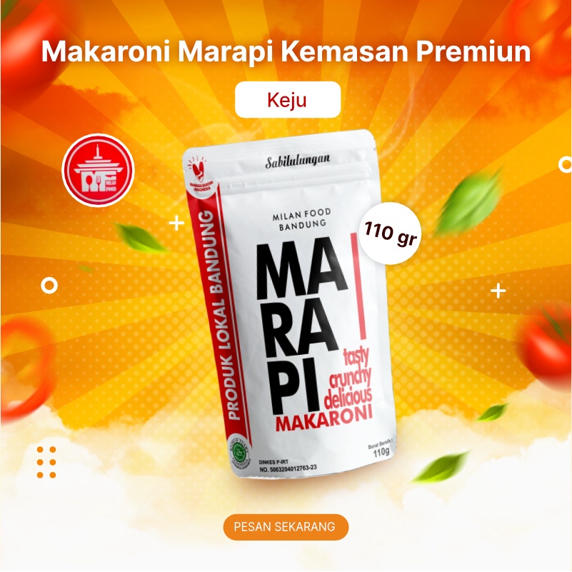 

Makaroni Marapi Keju Milan Food 110gr Kemasan Premium Makanan Ringan
