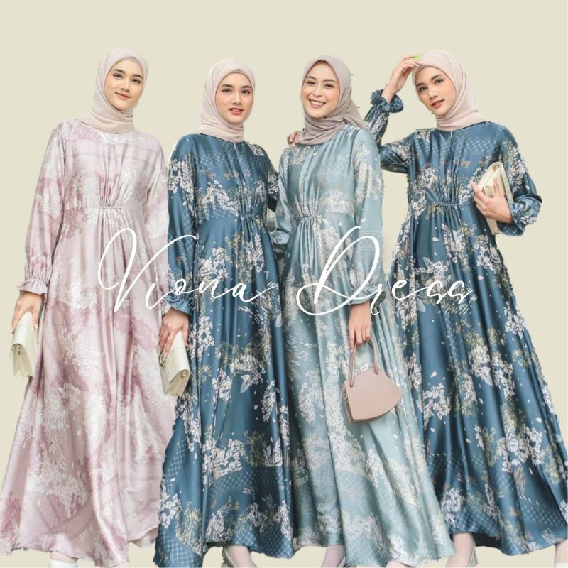 (BISA COD) Gamis Viona Dress Ika Fashion ku (Batik PSB) Bahan Silk Dior