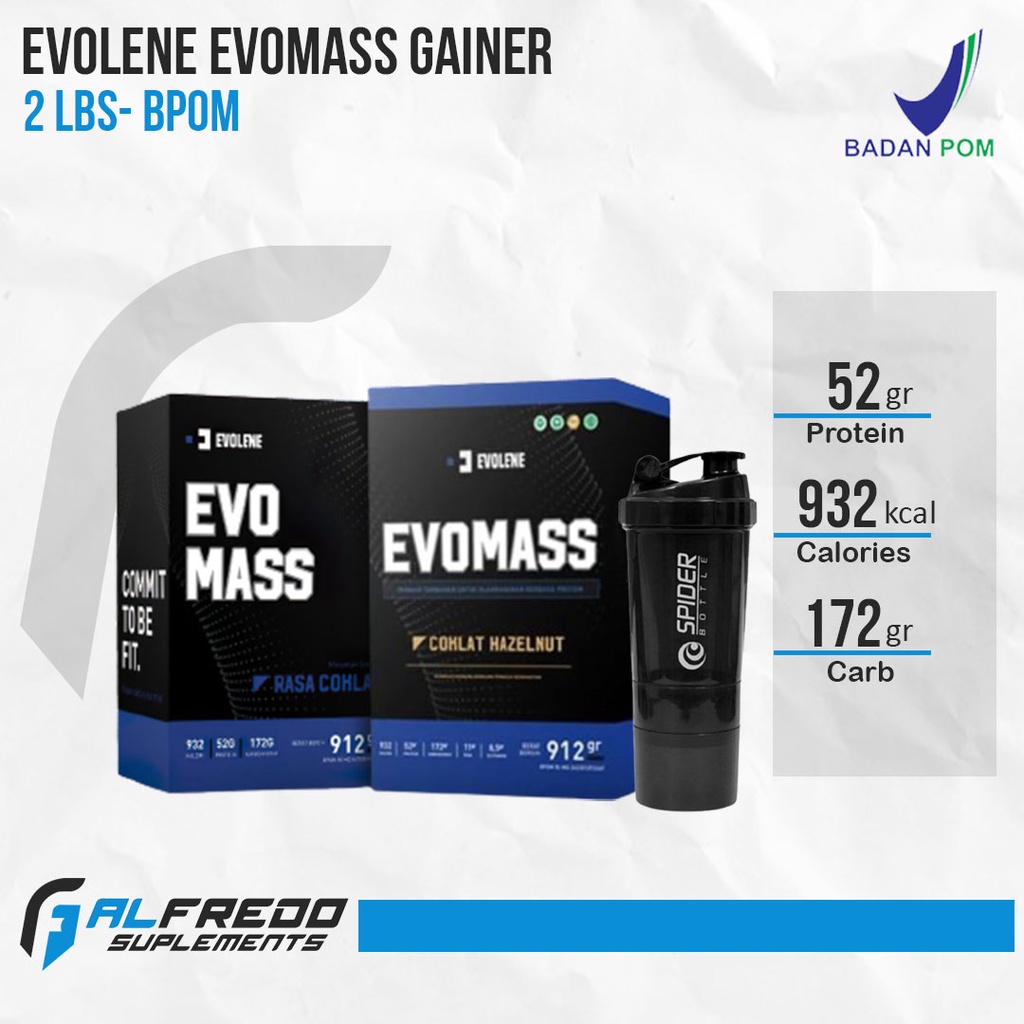 EVOLENE Evomass Gainer 2 Lbs 912 Gram Weight Gainer Evolene BPOM