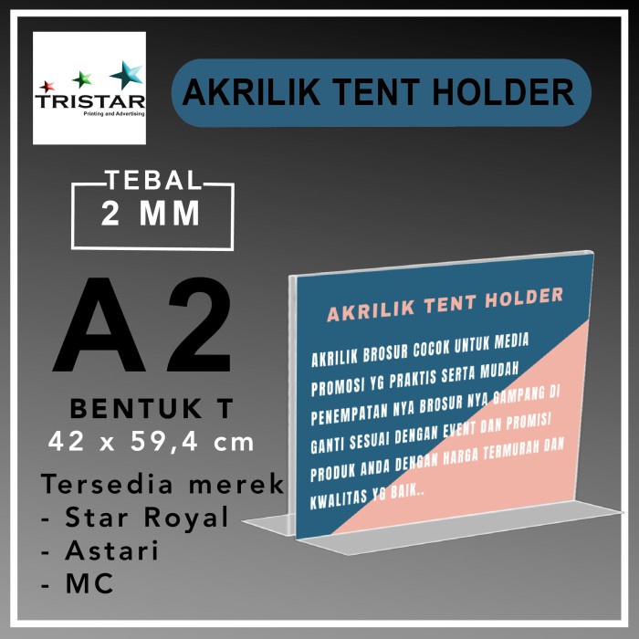 

Terlaris Tent holder A2 landscape / akrilik meja brosur 2mm