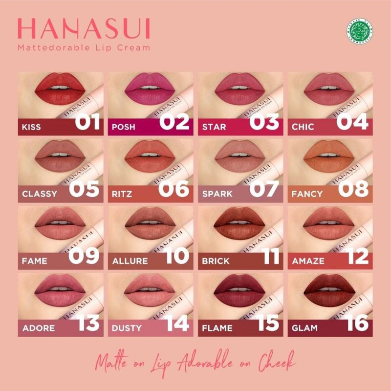 Lipstik Hanasui Mattedorable Lipcream Lip Matte Original Gincu Matte Hana Sui