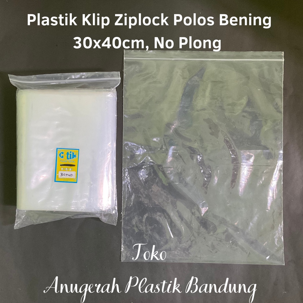 Plastik klip ziplock polos bening 30x40 /plastik packing baju/kaos