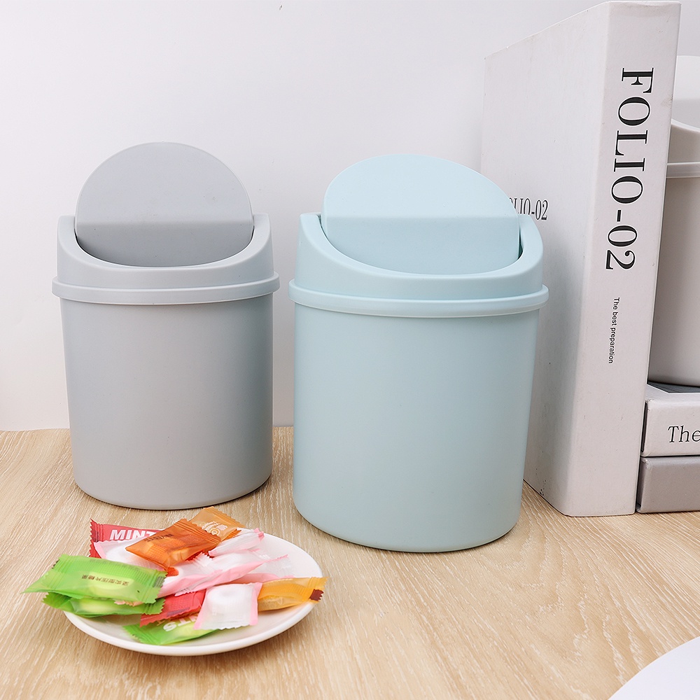 Tempat Sampah Mini Bahan Plastik Dengan Tutup Dapat Dilepas Untuk Meja Kantor