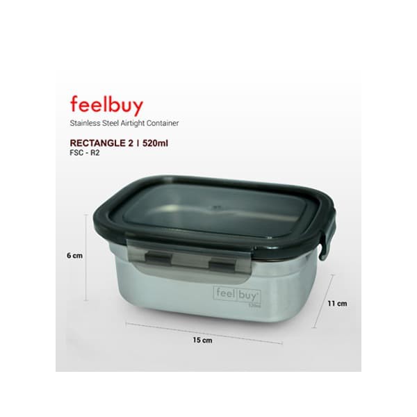 Stainless Steel Food Container Rectangular 520Ml FSC-R2 Lock &amp; Lock