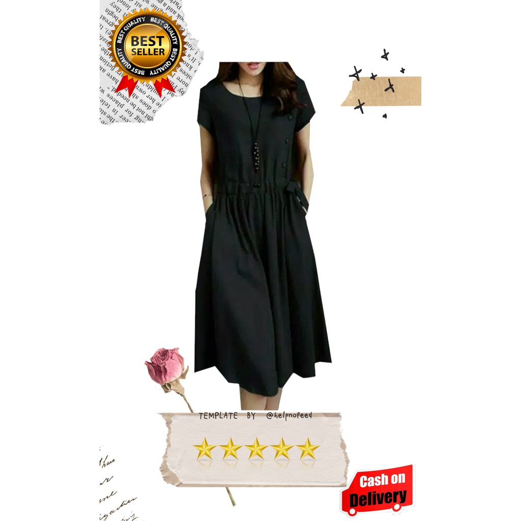 VISION ONLINE-DRESS LINDA WANITA CASUAL DRESS KOREA PANJANG MURAH TERBARU LUCU KEKINIAAN/DRESS CEWE