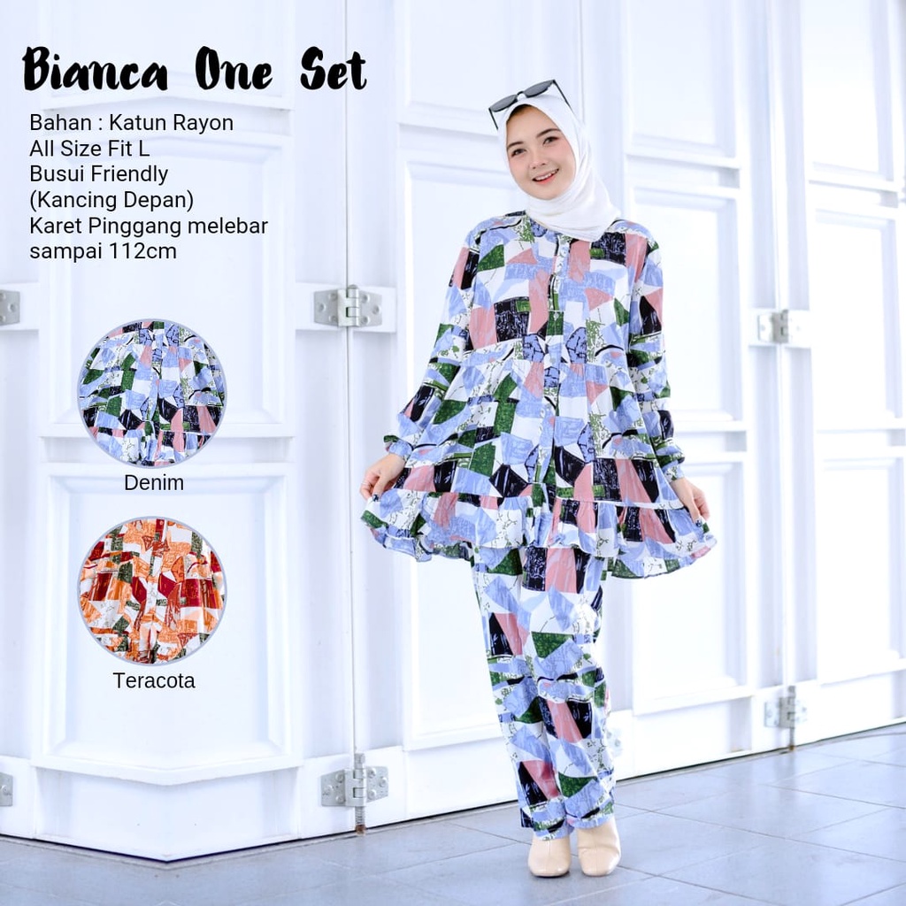 Piyama Dewasa - One Set Kekinian - Setelan Wanita Abstrak - Bianca One Set - One Set Katun Rayon