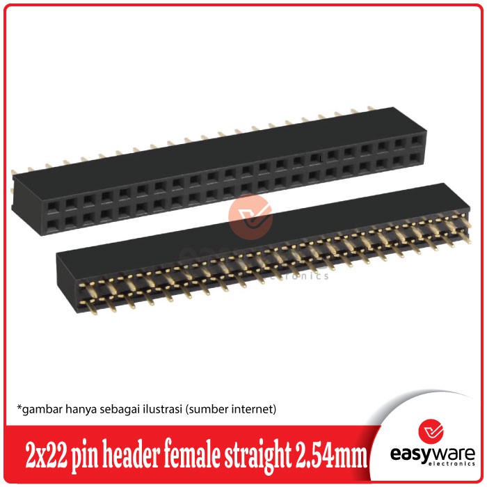 2x22 pin header female straight 2.54mm