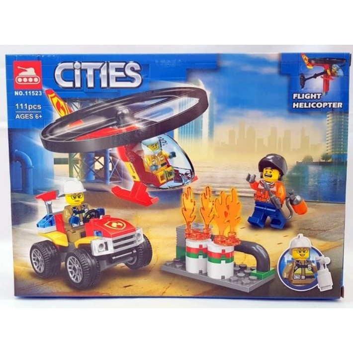 Brick Fire Rescue Helicopter Helikopter bisa terbang