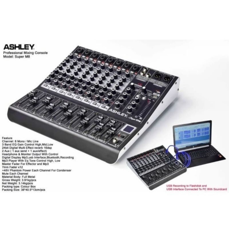 Mixer ashley super m8 recording m 8 channel bluetooth