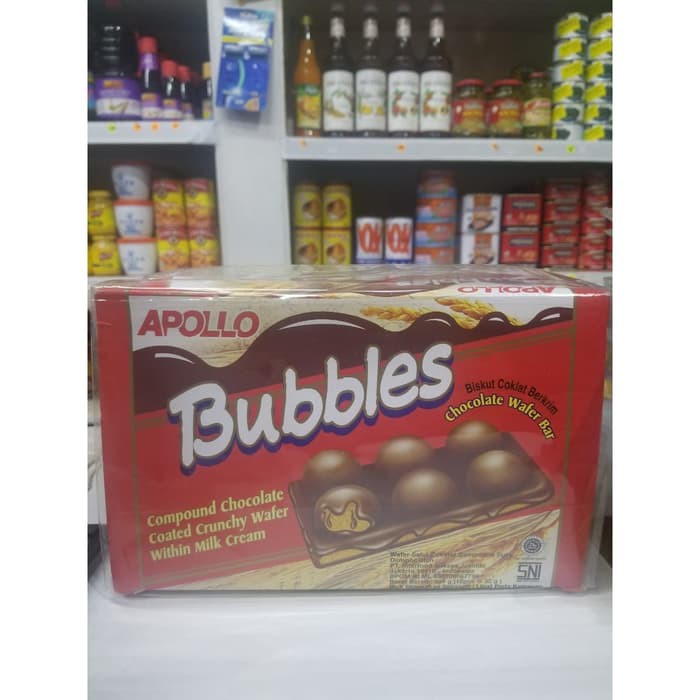 

APOLLO BUBBLES BISKUAT COKLAT BERKRIM 32 GRAM X 12