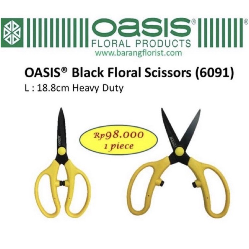 

OASIS Black Floral Scissors 6091 Gunting Pita Tajam Gunting Bunga Premium Perlengkapan Barang Florist Supply Sistsini