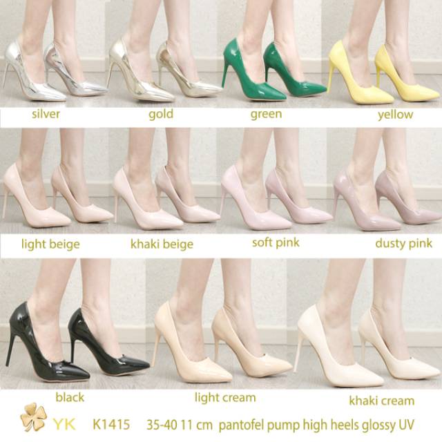 Osshoes 1415 heels 11 cm 11cm pump pantofel gudang sepatu import shoes hitam kuning silver hijau