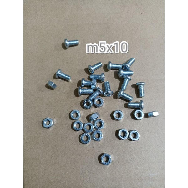 Baut Mur M5 × 10 Baut (+) Mur (Kunci 8) M5x10 Putih Per 10pcs