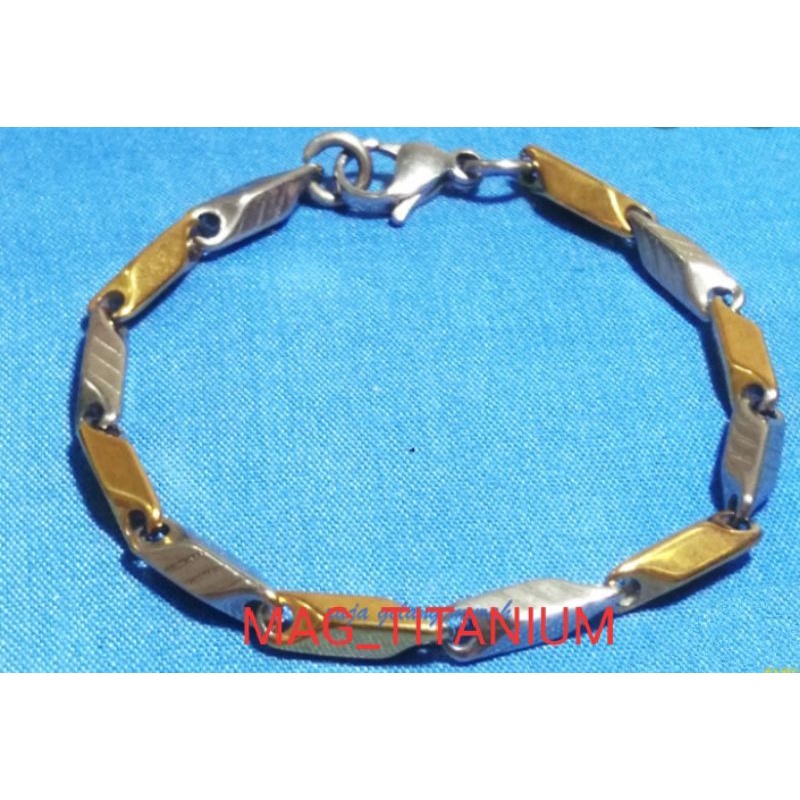 GELANG PADI TITANIUM STAINLEES STEEL PRIA WANITA ANTI KARAT DAN TIDAK LUNTUR BAJA TERLARIS