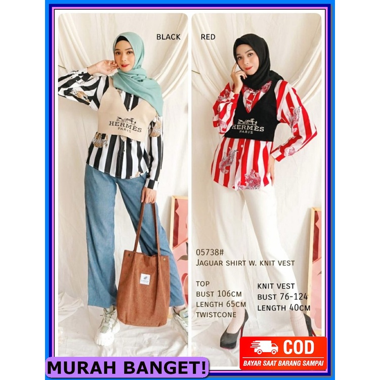 Blouse Wanita Premium Blouse Grosir Korean Style Blus Lengan Pend VZ528 Bm- 05738# Jaguar Shirt W.