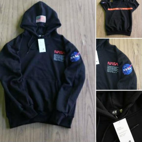 nasa patch white pullover hoodie