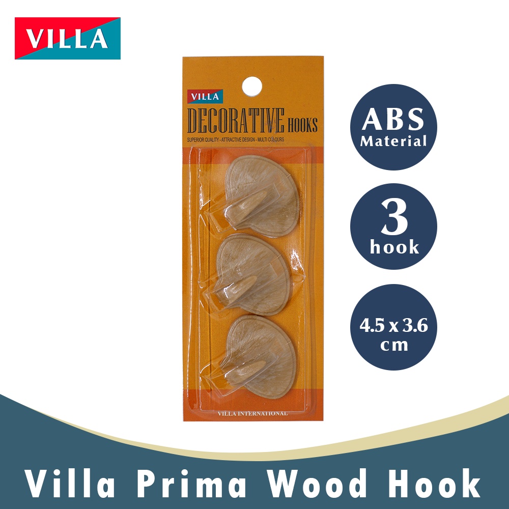 Ktmstore Villa Prima wood Hook Gantungan baju Kail Unik Tempel Kuat 2201-2004