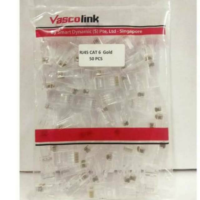 Konektor RJ45 Cat6 Vascolink 1pack isi 50pcs