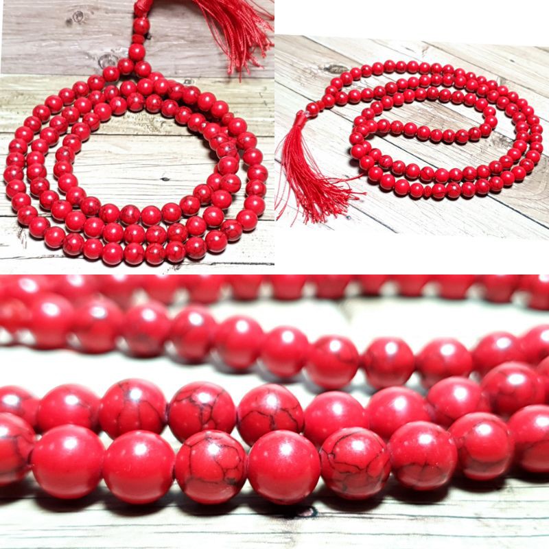 Tasbih batu pirus merah batu asli 8mm 99 butir