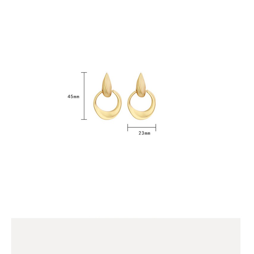 LRC Anting Tusuk Fashion Gold Circle Openwork Stitching Earrings F43351