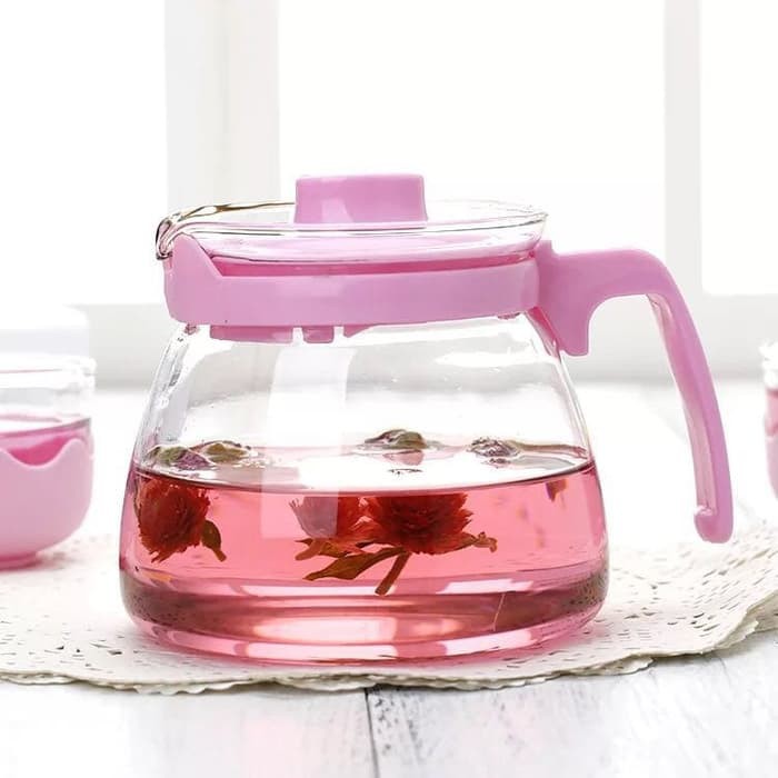 TEA POT KACA TEKO PLUS GELAS 5IN 1 MURAH