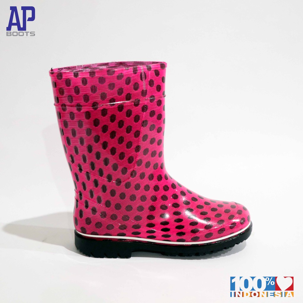 AP PINK POLKADOT 15.0-18.0 - SEPATU BOOTS KARET ANAK - AP BOOTS