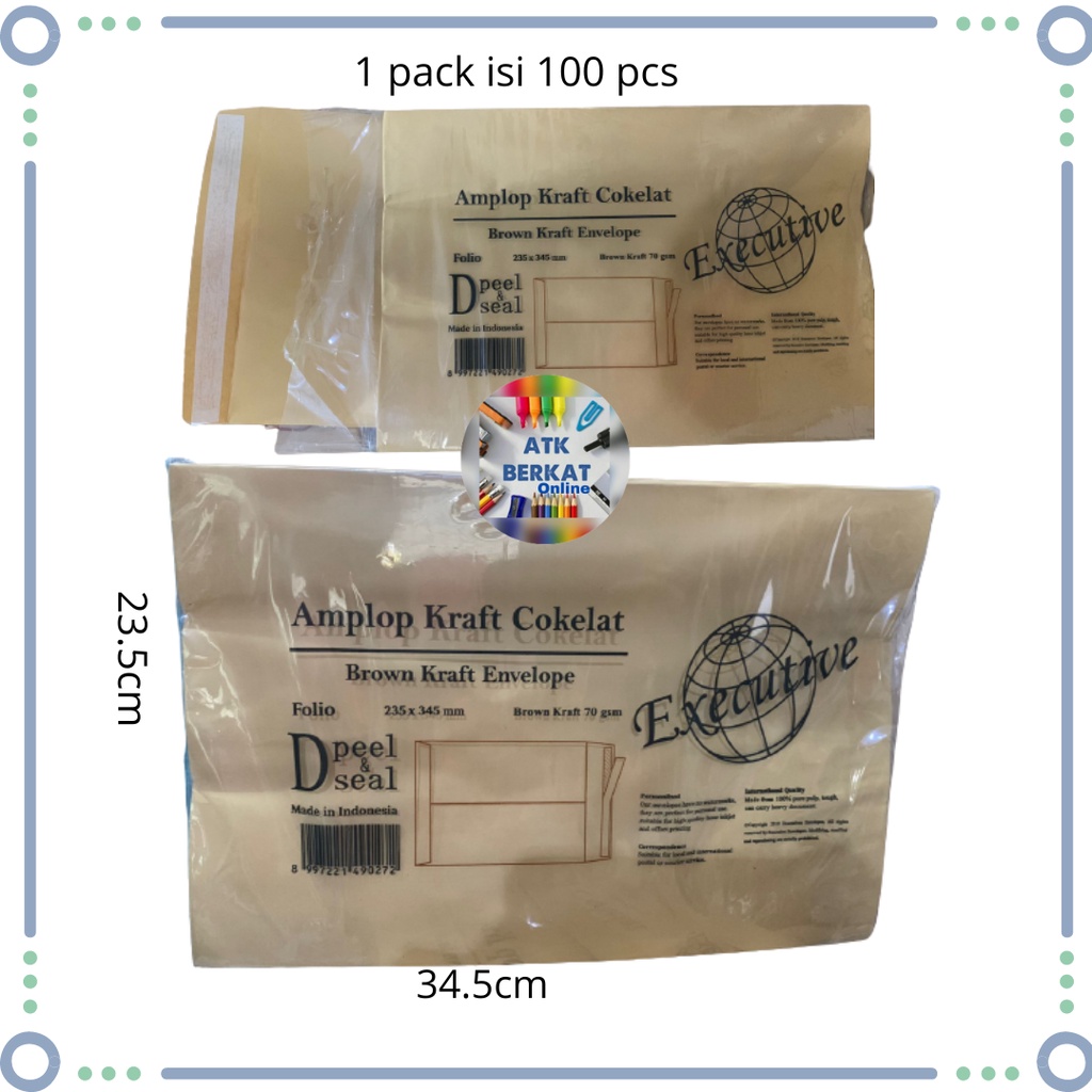 

Amplop coklat Folio dengan lem /seal exsecutive