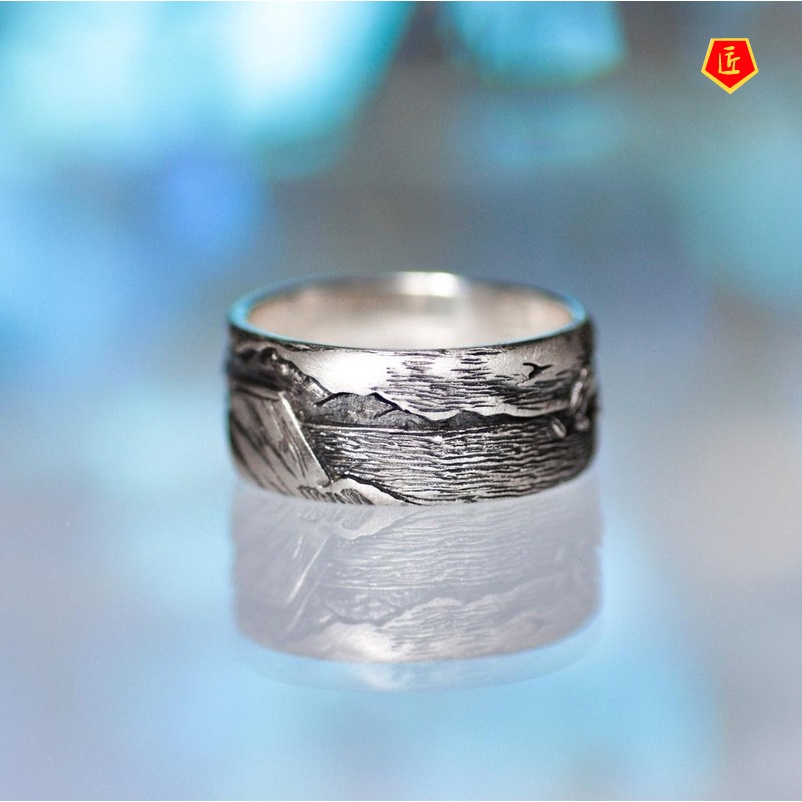 [Ready Stock]Silver Creative Personalized Carved Whale Ring