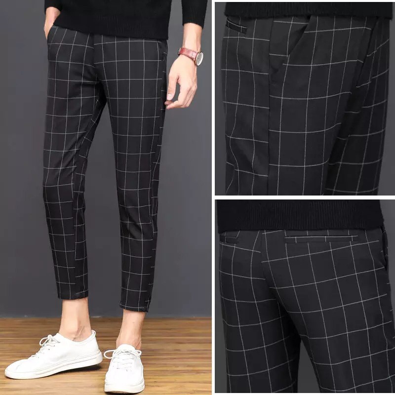 Celana Panjang Tartan Pria Celana Kain Panjang/Celana Pria Panjang Tartan Slim Fit Motif Kotak Keren
