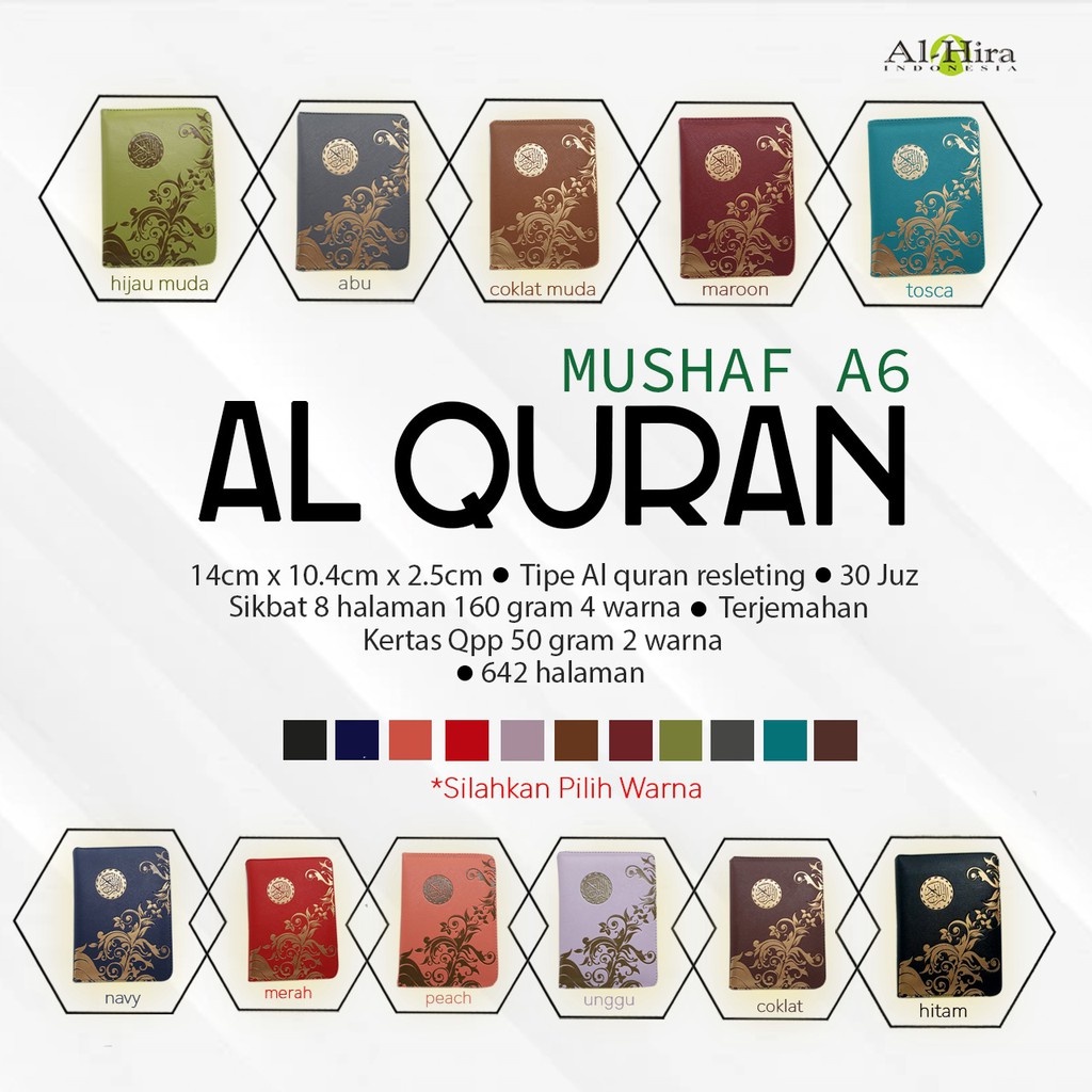 Al-Quran Saku A6 Mushaf Alquran Al Mubarak  Terjemahan Alquran Resleting A6/2W Terbaru Tanpa Tajwid