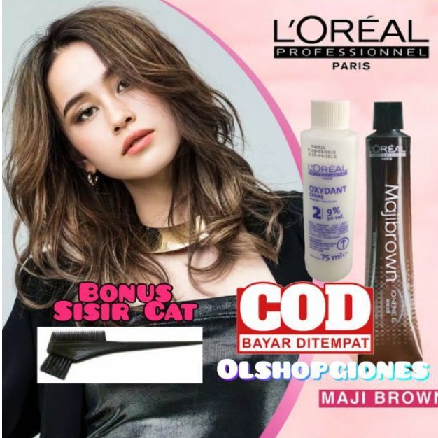 Loreal Majibrown series Cat rambut L'oreal + oxydant developer campuran 6% / 9% majifasion majirel