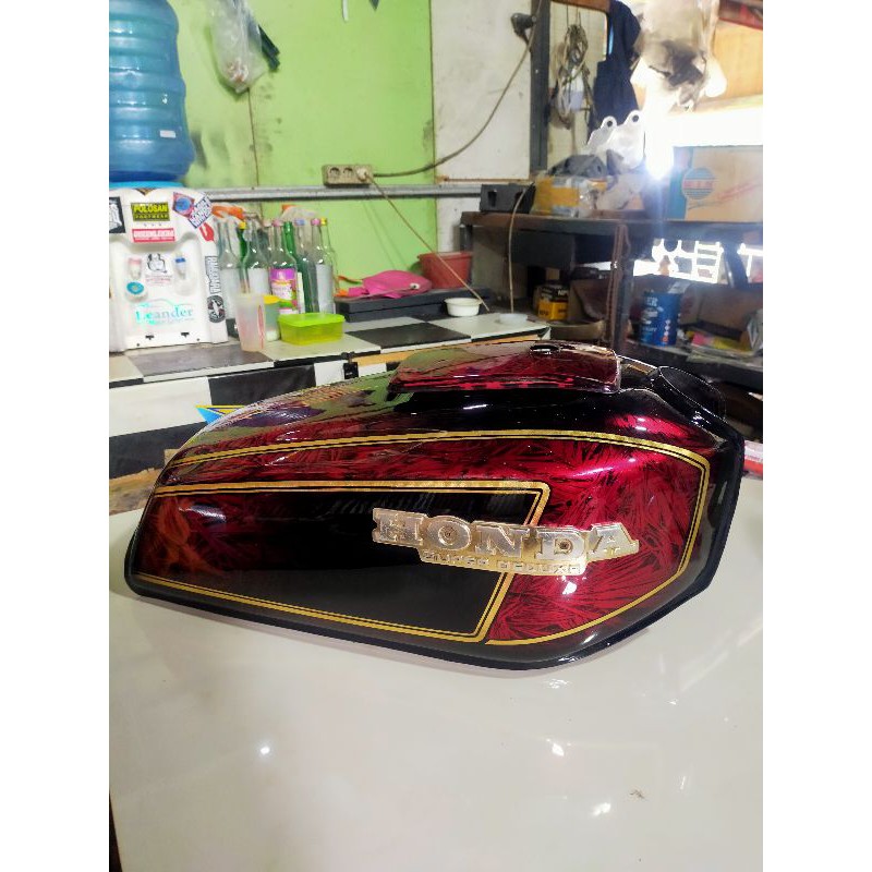 body set Honda gl100 cat Cristal effect merah candy