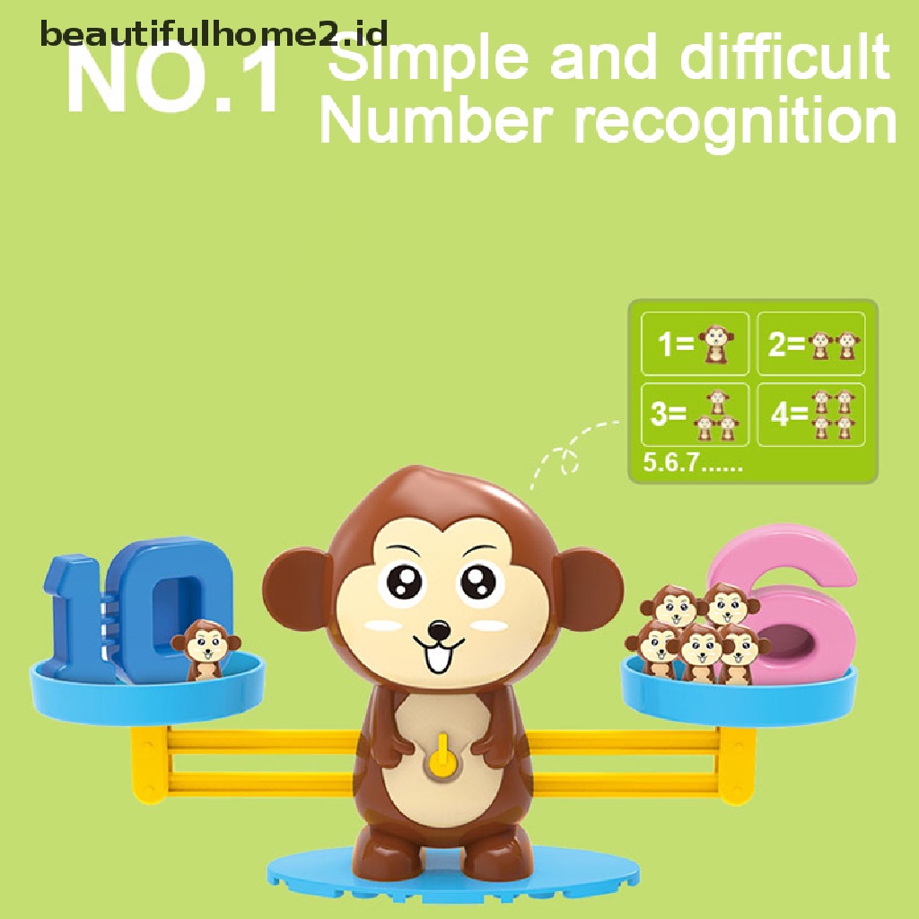 (Beautifulhome2) Buku Literatur Bahasa MandarinId Mainan Board Game Monkey Balance Digital Untuk Edukasi Matematika Anak