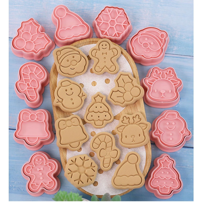 Zzz 10pcs / Set Cetakan Biskuit / Cookies Bentuk Kartun Natal 3D Untuk Aksesoris DIY