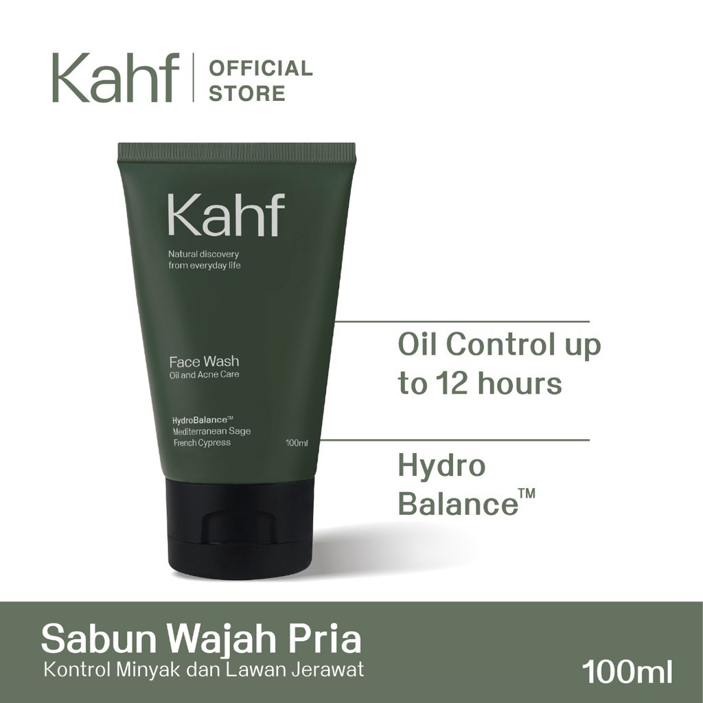 (hijau) Kahf Oil and Acne Care Face Wash - Sabun Muka Pria
