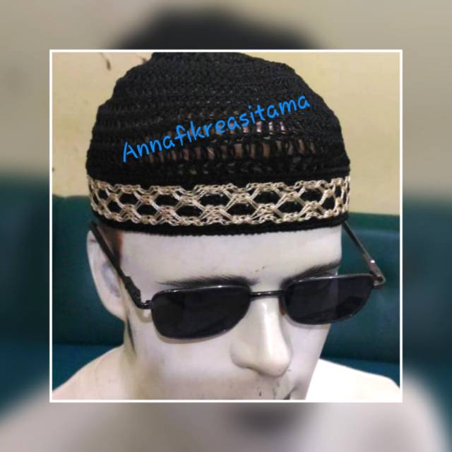 Peci kopiah rajut haji ASSALAM hitam