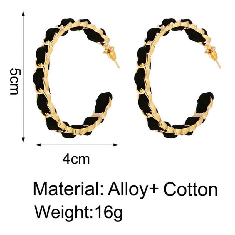 Anting Tusuk Gantung Bahan Flanel Desain Lingkaranrumbai Rantai Metal Gaya Vintage Kreatif Untuk Wanita