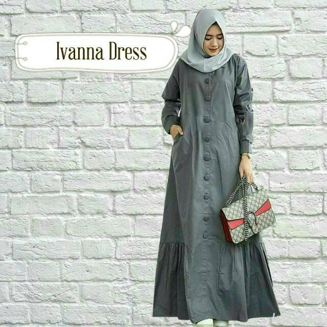 Gamis kancing ivanna rempel bawah balotelly | long dress import jumbo