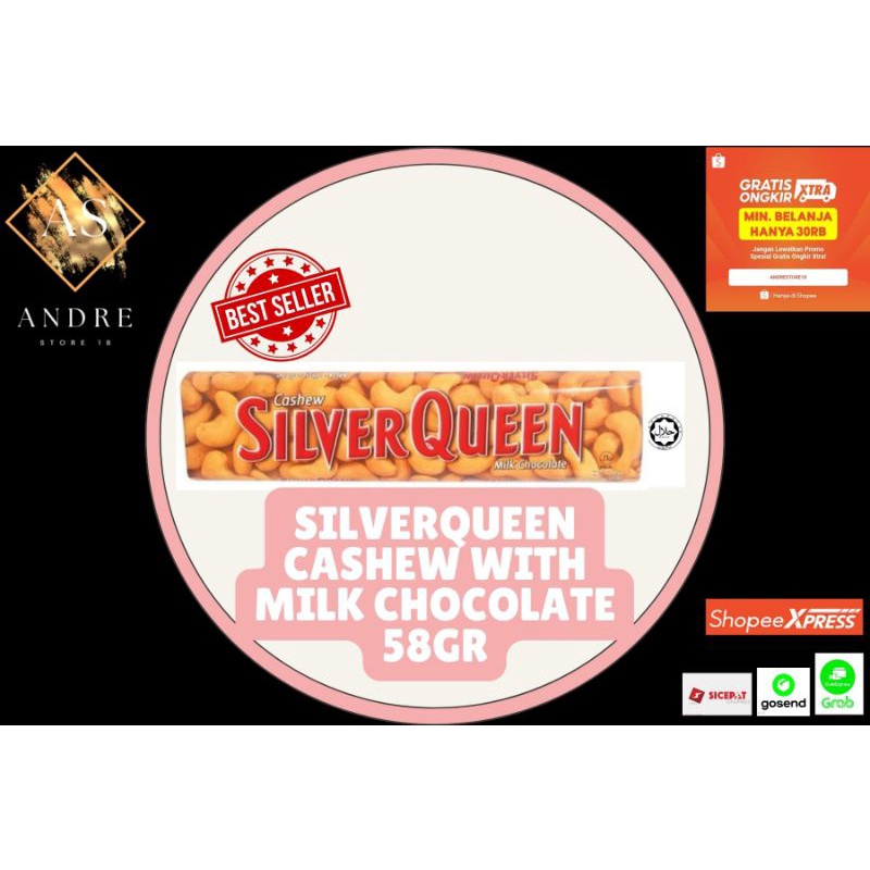 SilverQueen Cashew With Milk Chocolate 58gr / 58gram - Makanan Ringan - Coklat Kemasan - Makanan Mur