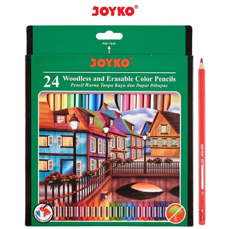 PENSIL WARNA DAPAT DIHAPUS 24 WARNA JOYKO ERASABLE COLORS PENCIL CP-115