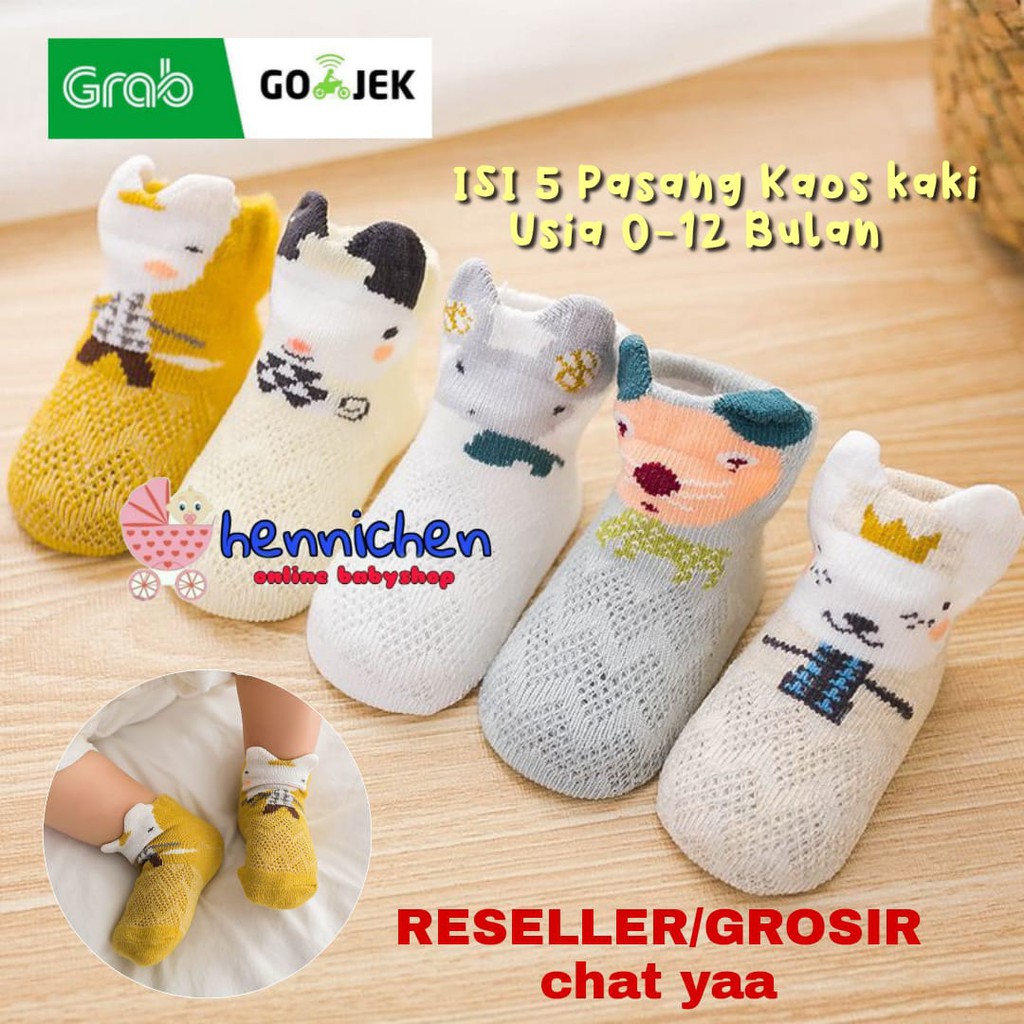 5 pasang bungkus kaus kaki murah baru kaus kaki katun kartun anak-anak bayi 5 PSG KAOS KAKI SET ISI 5 PASANG KAOS KAKI BAYI ANIMAL 0-12 BULAN IMPORT