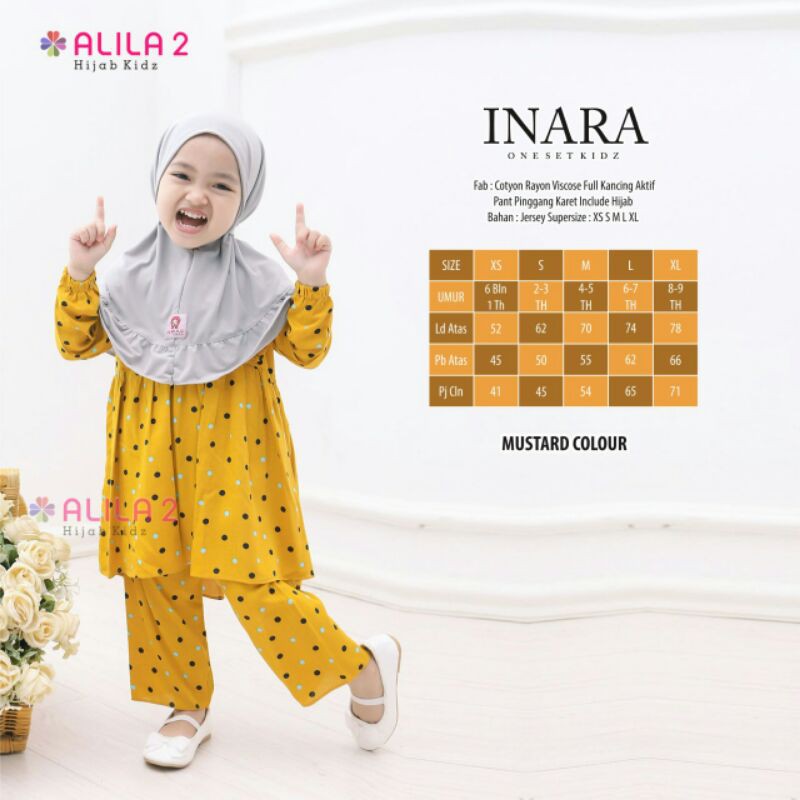 Inara One Set Kids ori Alila | Atasan + Celana + Include Hijab
