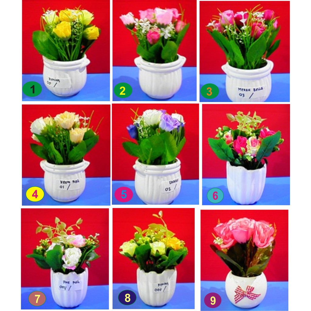 POT KERAMIk TANAMAN BUNGA HIAS BUNGA DEKORASI RUANGAN BUNGA PLASTIK HIAS ADA 9 MODEL YG CANTIK
