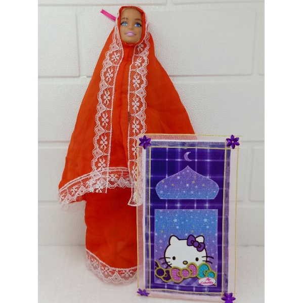 Mukena + sajadah boneka barbi