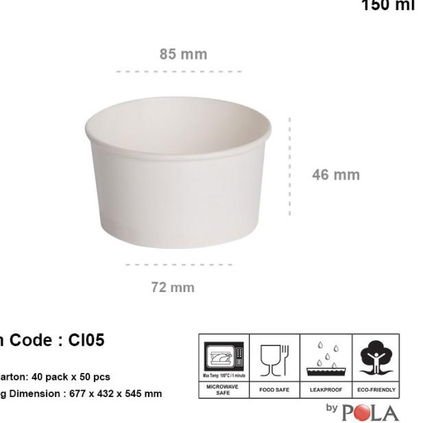 

➳ paper ice cream cup ci5oz / CUP es krim 150 ml +LI05 -50pcs ➱