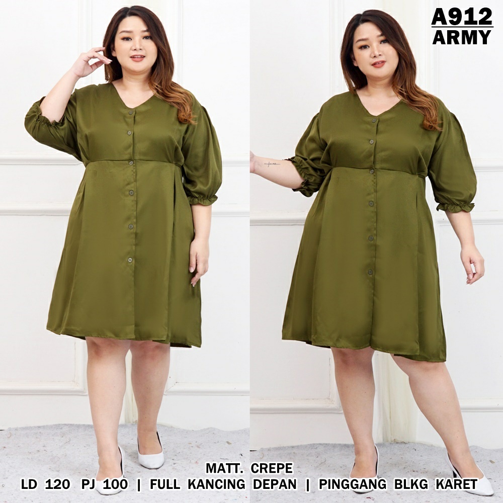 WSE390 - Dress Olin BIG SIZE Mosscrepe UK XXXL LD 120 CM PJ 100 CM Dress Wanita Jumbo 3XL PREMIUM QUALITY