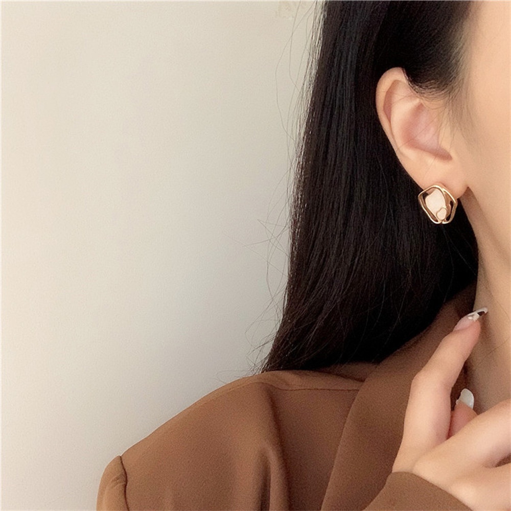 Anting Stud S925 Bentuk Geometris Tidak Teratur Warna-Warni Untuk Wanita