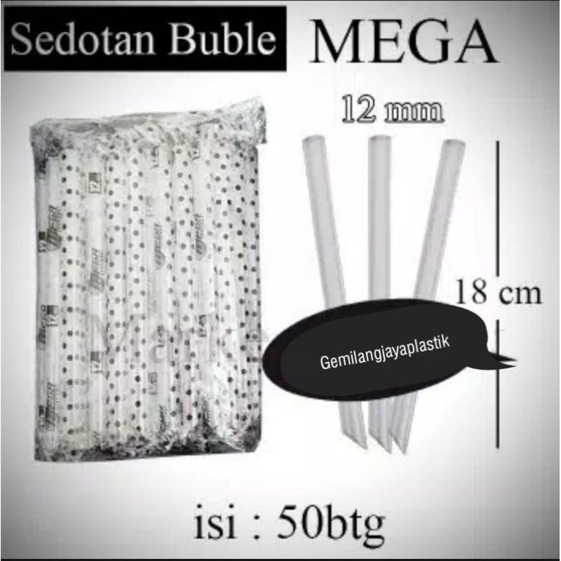 Sedotan Boba Bubble 12mm Steril Runcing Lurus 18 cm Bening Murah @50btg